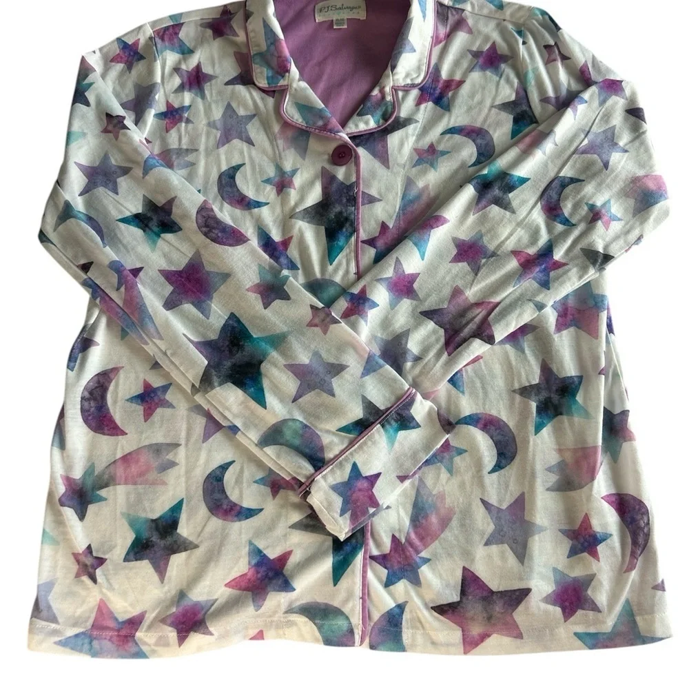 PJ Salvage Purple and Blue Pajama Set with Geometric Star Pattern